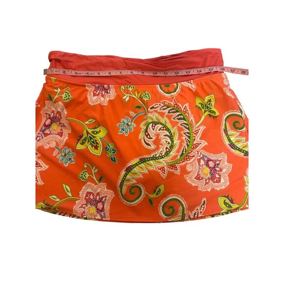 Athleta Womens Orange Floral Paisley Swim Skirt Size 10 With Built-In Bottoms Ny - Picture 7 of 9